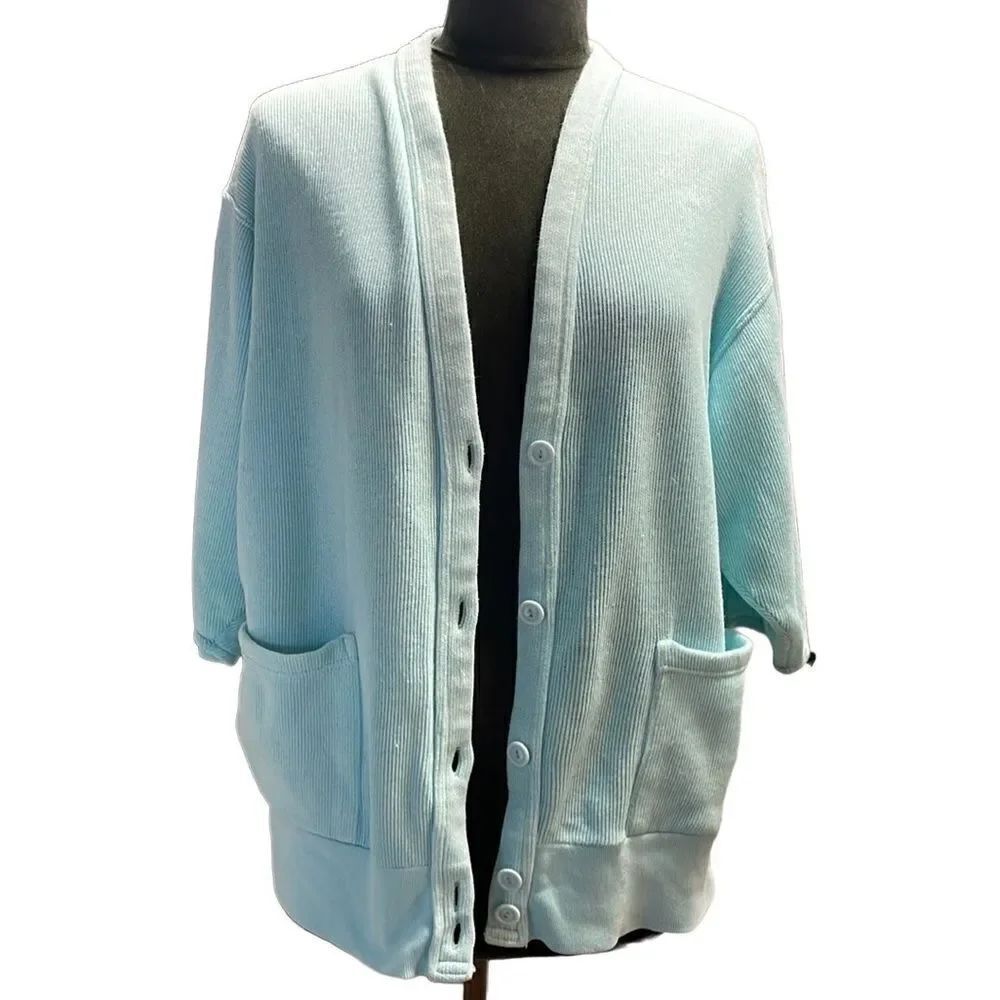 BASSETT WALKER BW Ladies Cotton Blend Knit Cardigan Button Front Jacket M / L